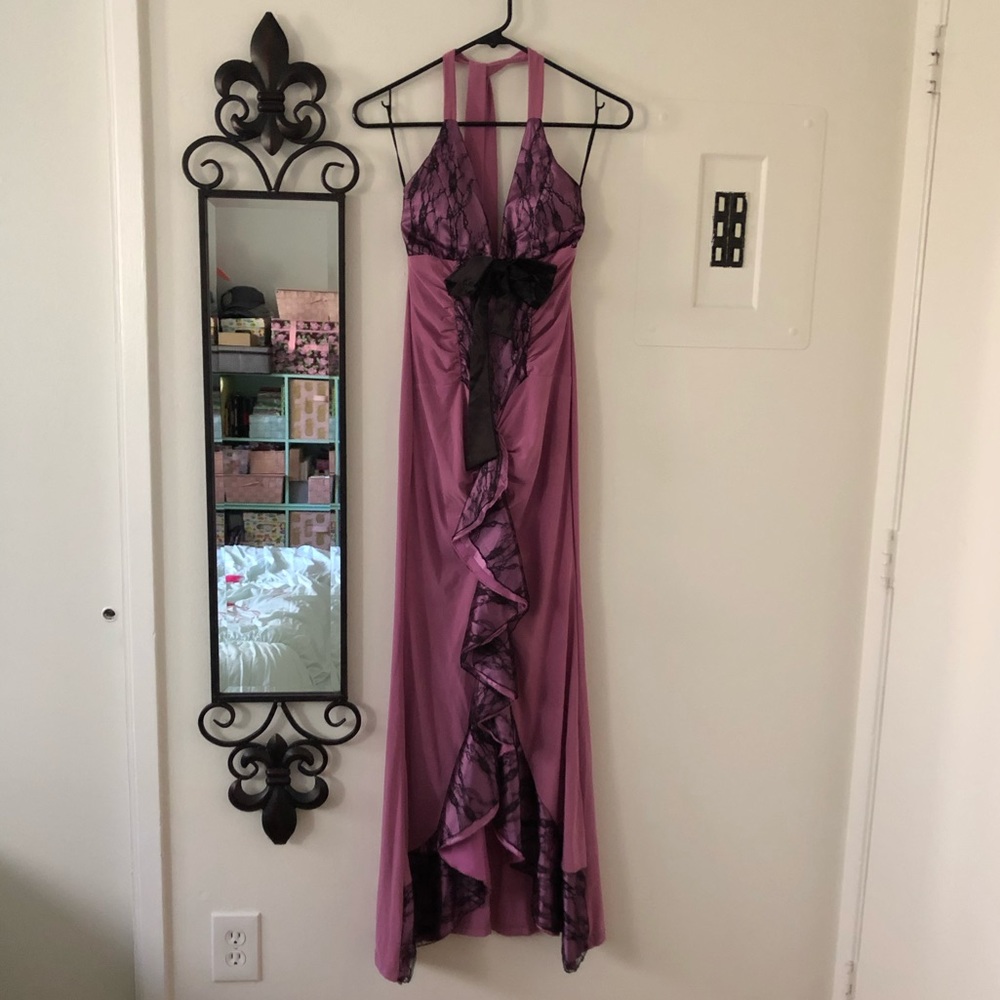 Purple dress with black lace